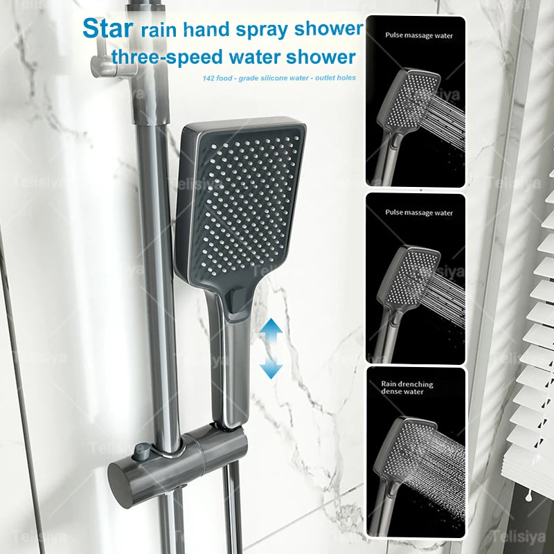 Elevate Your Shower Experience with the Piano Button Ambient Light Digital Display Rain Shower System